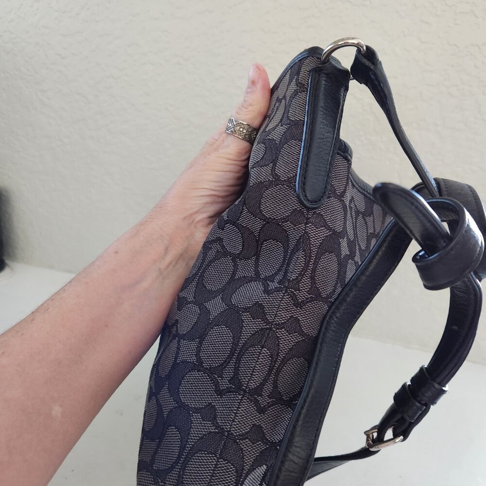 Coach Signature Jacquard Black Filer Crossbody Bag Purse - Picture 7 of 9